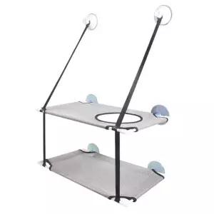 고양이 2단 해먹 통풍 창문 캣타워 흡착식 매쉬 침대 하우스 방석 애완동물 사료 장난감 용품 커버 의자 설