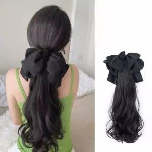 리본 핀 가발 집게 포니테일 웨이브 부분가발