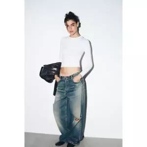 ZARA 롱 슬리브 티셔츠 - 화이트