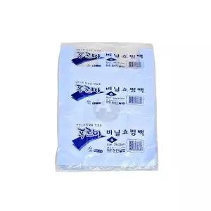 푸르미 손잡이 비닐봉투 흰색 중 29X33cm 100매X20개소형 배달 쓰레기 봉지 업소용 포장 시장 일회용 마트