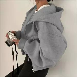 기모 크롭 루즈핏 후드 집업긴팔티 긴팔 집업 자켓