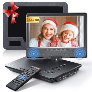 아라푸나 12.5인치 자동차용 휴대용 DVD 플레이어 10.5인치 HD 스위블 화면 자동차 헤드레스트 홀더 5시간 충전 가능 USB /SD /Sync TV 지원 지역 무료 라스트 메모리