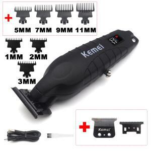 Kemei KM-2293 DLC T-블레이드 전문 마무리 기계, 갭 클리퍼, USB LED 디스플레이, 풀 메탈 헤어 트리머
