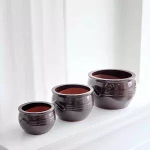 옹기 단지 화분 18x13 다육이 중형옹기화분 실내식물 낮은원형 토분 이중형 미니이