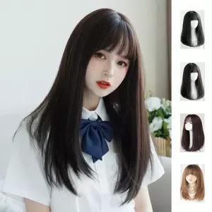 키밍 웨이브 생머리 통가발 롱헤어 패션 긴머리 가앞 여성가 통가 반가 패션가 전체가 단가발 여자가 자연