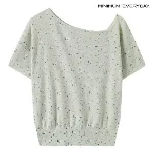 [롯데백화점]미니멈에브리데이/보니스팍스 [미니멈 에브리데이]믹스 패턴 언발 오프숄더 반팔 니트 (EC2KT0