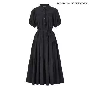 [롯데백화점]미니멈에브리데이/보니스팍스 [미니멈 에브리데이]반 버튼 카라넥 셔링 플레어 롱 원피스 (EC2