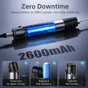 FNIRSI HS-03 스마트 호환 무선 납땜 인두 10W 휴대용 충전식 펜 100-450 ℃ 0.96인치 IPS HD 컬러 스크린