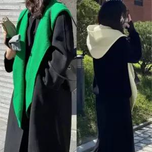 니트 흐 머플러 목도리 IT23092 울 머플 중년 겨울후드 23092 겨울용 페이크 벙거지