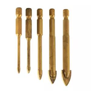 타일기리 포세린 유리 세라믹 전용드릴날 5개 1세트 비트 드릴부품 드릴빗 십자 양용 드릴 빗트 대리석타공