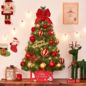 90cm 해피위시 뉴리얼 솔잎 혼합 트리 풀세트(전구포함) 겨울 크리스마스장식 소품 인테리어 장식용 업소용