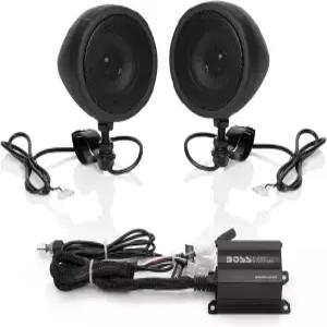 BOSS 오디오 시스템 MCBK420B 3인치 오토바이 스피커 및 2채널 앰프 패키지 - 블루투스 내후성 볼륨 조절