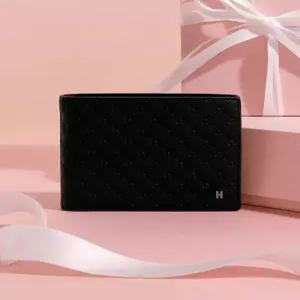 헤지스 액세서리 26FW [백화점BEST][KINGTON] 블랙 로고패턴 소가죽 반지갑 HJWA6F831BK