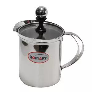 더블망우유거품기 800ml 유리뚜껑통 커피 카페 레스토랑컵 업소 스텐 거품 도구