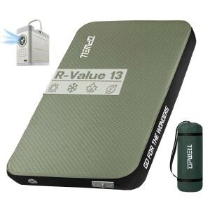 UPWELL 자체 팽창 수면 패드 4.5인치 두께 캠핑 매트리스, 솔리드 폼 더블 슬리핑 매트, 휴대용 빠른 인플레이션 야외 매트 롤업 에어 펌프 포함