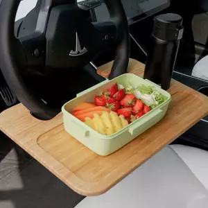 DGITEM 차량용 우드 테이블 트레이 운전석 식탁핸들 간이 용테이블 노트북거치대