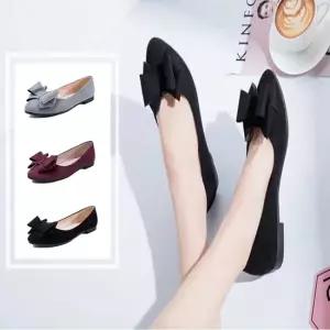 여자 플랫슈즈 스웨이드 리본 낮은굽 여성 구두 정장 플랫슈즈 단화스웨이드로퍼