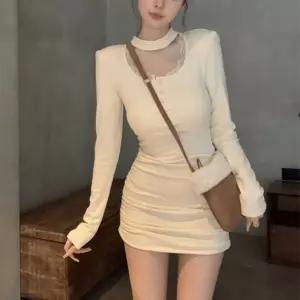 여성 셔링 레이스 단추 미니 원피스 1P 데이트 치마여자긴팔 간절기 데이트룩 하객 가을 봄가을 패션 짧은