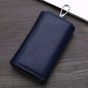 스마트 키홀더 지갑(네이비)차량용케이스 자동차링 지갑 가죽 용링