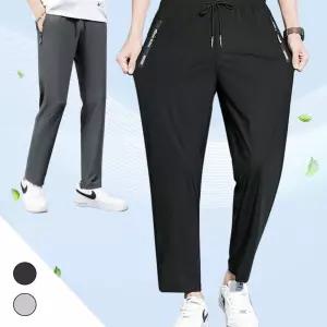 아이스바지 남자 여름 쿨팬츠 허리밴딩 긴회색트레이닝바지 냉감 우븐 쫄바지 작업 슬랙스 밴슬랙스 등산