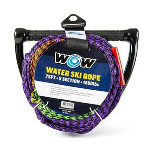 웨이크보드, 워터 스키 및 웨이크서프용 WOW 스포츠 견인 로프, 5섹션 75피트 길이