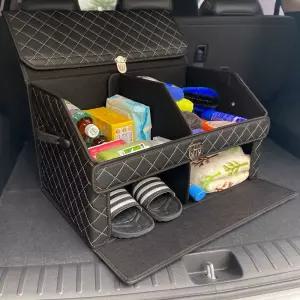 자동차 2층 가죽 트렁크정리함 수납함 블랙골드 차량용용품 접이식박스