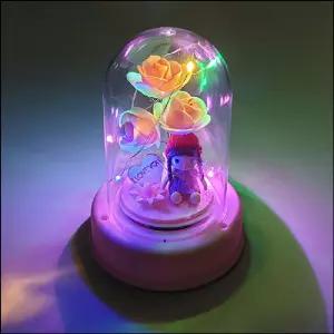 향앤미과학 LED 회전 오르골 투명 케이스 장미 소녀소품 인테리어 뮤직박스 예쁜 장식품