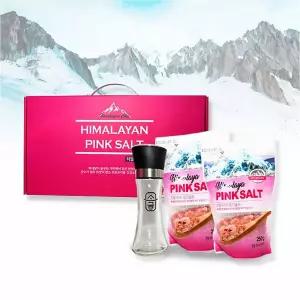 히말라야 핑크소금 3P세트 500g 그라인더 파우치 선물 쏠트 분홍 선물용