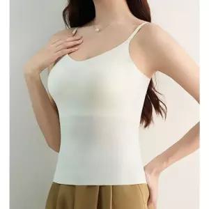 심리스 여성 캡나시 노와이어 캐미솔 브라 끈민소매 여자 나시 나시티 여름셔츠 여름 레이어드 이너 이너탑