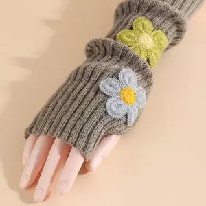 플라워 핸드워머 손가락없는 장갑 암워머 토시 겨울시 니트 니트팔 니트시 팔시 손등시 패션시 워머