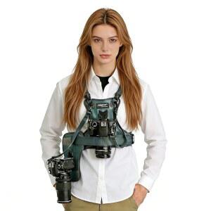 포미토 듀얼 카메라 하네스 캐논호환 6D 600D 5D2 5D3용 사이드 홀스터가 장착된 멀티 캐리 라디오 가슴 조끼 시스템 파나소닉호환 A7S용 소니호환 A90용 올림푸스 DSLR 클라이밍 웨딩 여행용