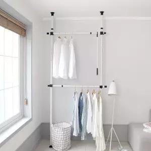 파이프행거 틈새 봉행거 2단 38파이철제 행거 조립식 튼튼한 코너 옷방 행가 원룸 걸이 코트랙 철재 거치대