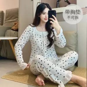 팬츠 면 MN 커플 잠옷세트 파자마 봄가을 바람 패드 긴팔 코트 인기3