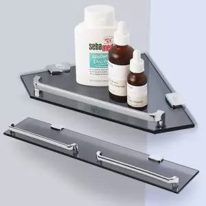 크롬블랙 욕실코너장 화실꾸미기 모서리선반 타일벽무타공 젠다이 화실 화실젠다이 유리