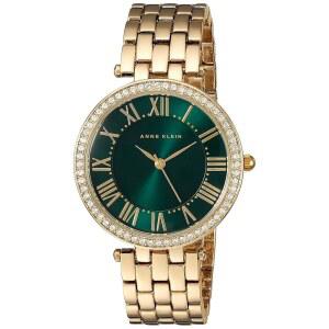 앤 클라인 여성용 프리미엄 크리스탈 악센트 골드톤 팔찌 시계 AK / 2230GNGB