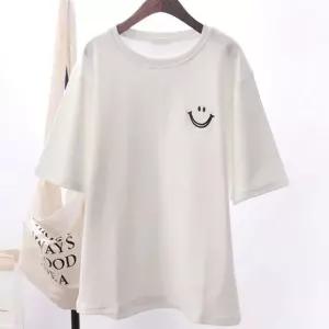 귀여운 편한 마크 인기 데일리 반팔티 여성 포인트 스마일 신상품