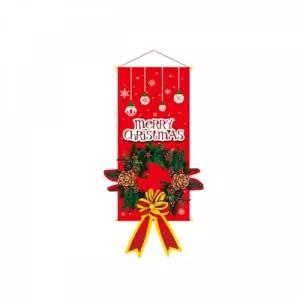 PW 크리스마스현수막족자봉(원형리스) 파티 데코