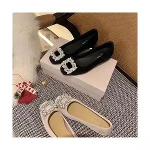 샤오원샵 여자 키작녀 플랫 양가죽 슬림핏 큐빅 펌프스 오피스룩 단화 웨딩 슈즈 꾹5