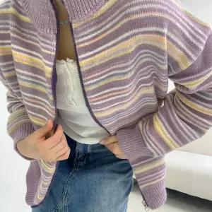 레트로 스트라이프 반폴라 니트 집업하프 집업 울니트 여성 줄무늬 세일러 스웨터