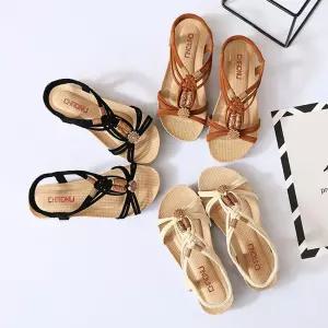 여성 보헤미안 스트랩 샌들 플랫슈즈 3cm (3color) aEQ6+9Evi