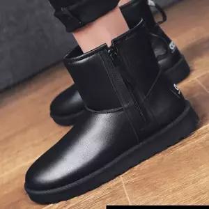 남자털부츠 옆지퍼 겨울방한부츠 남성용 검정앵클부츠 남성부츠 키작남인생부츠
