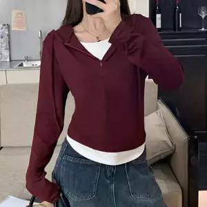 페이크 이너 후드 티셔츠 RNR-0011 긴팔 패션 여자