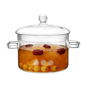 스토브 요리용 유리 냄비, 뚜껑이 있는 1.9L/67온스 유리 조리용 냄비, 스토브용 내열 시머 냄비, 요리용 소스팬 냄비, 우유, 수프, 차.