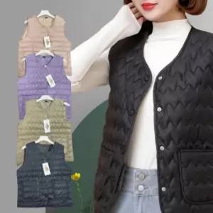 물결경량패딩조끼 브이넥 라운드 여자캐쥬얼조끼 정장 이너 겨울 베스트