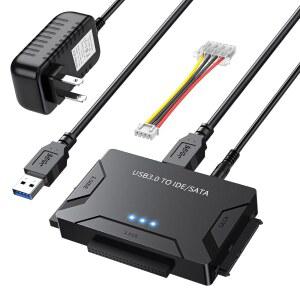 MaxRenard 하드 드라이브 리더 USB 3.0 to SATA /IDE 어댑터 2.5인치 /3.5인치 HDD /SSD용 범용 외장 및 데이터 복구 컨버터 키트 12V / 2A POWER LOGIC 공급 장치 포함