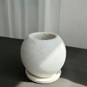 모던 시멘트 테라조 화분 12x17cm 미니 루나 볼플라워 꽃집 분배 인리어 정원 원예 베란다 디자인 깔끔한