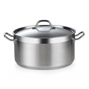 뚜껑이 있는 표준 네덜란드 오븐 카세롤 요리, 9쿼트 전문 스테인리스 스틸 비축품, 실버