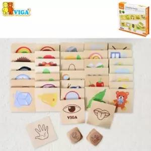비가 V44507 러닝 연관 퍼즐주사위블록 원목 나무 어린이 놀이 게임 오감 블럭