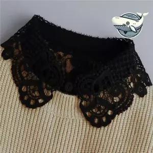 레이스 카라 넥케이프 블랙 목장식 세련된 페이크 페이크카라 넥케이프 레이스카라