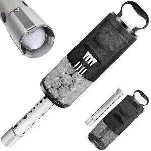 카미티 골프공 리트리버, 분리 가능한 알루미늄 합금/플라스틱 튜브, 포켓 및 티 홀더가 있는 섀그 백, 최대 80개의 공을 보관할 수 있습니다